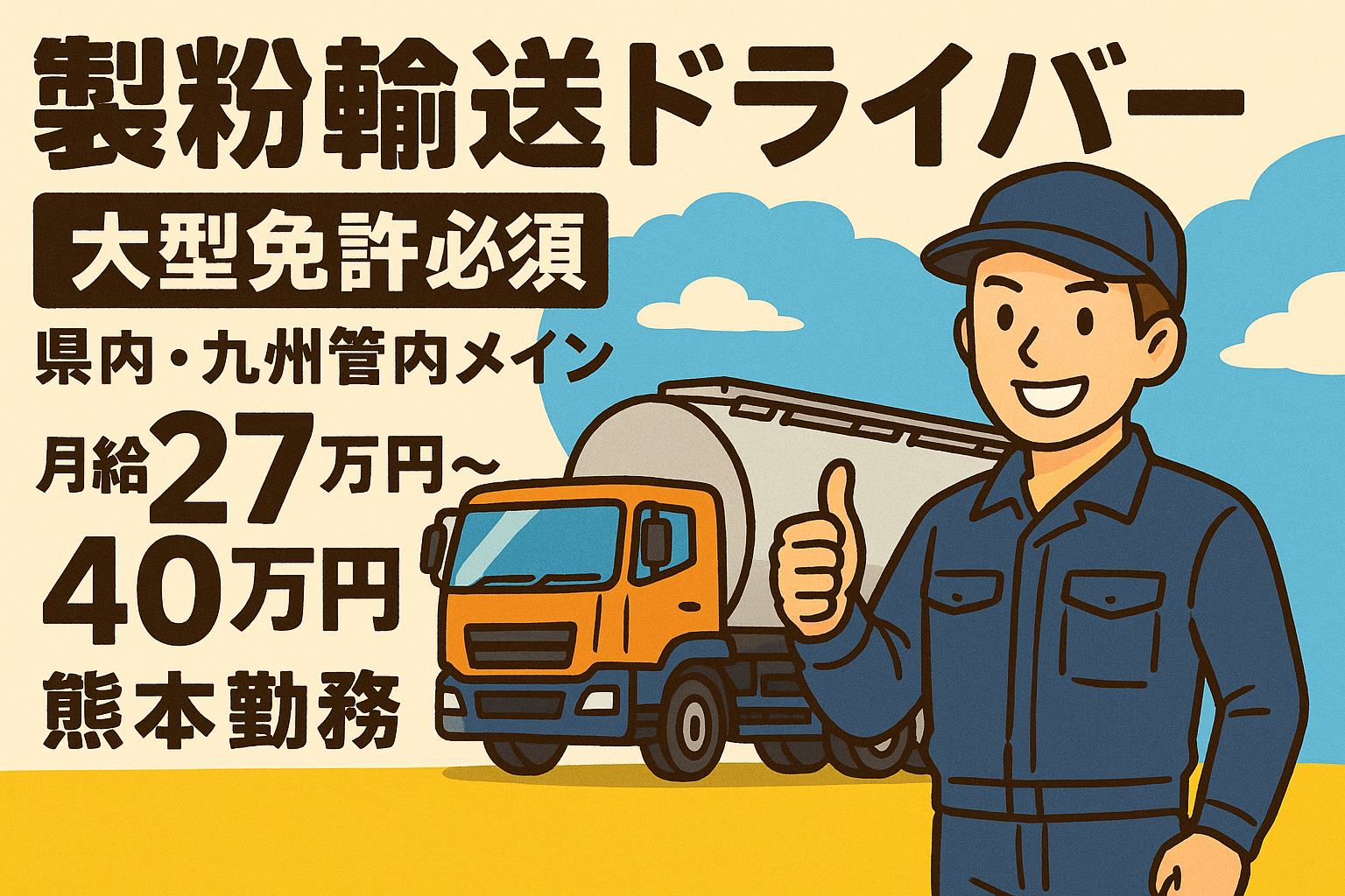 製粉輸送ドライバー（大型バルク車）