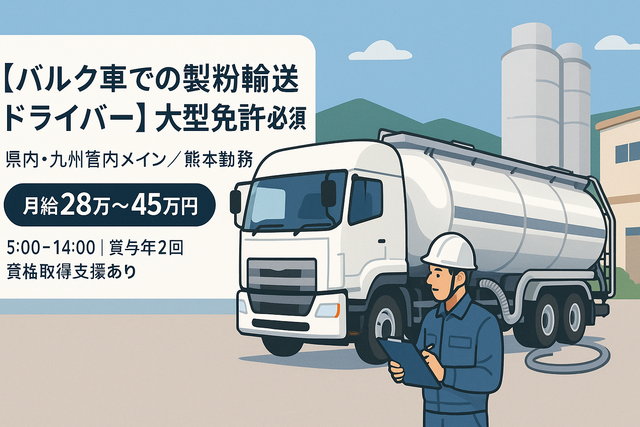 製粉輸送ドライバー（大型バルク車） | 株式会社永井運送(熊本県宇城市)の求人