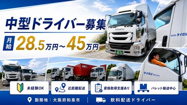 中型トラックドライバー | 株式会社ケイロジ(大阪府和泉市)の求人