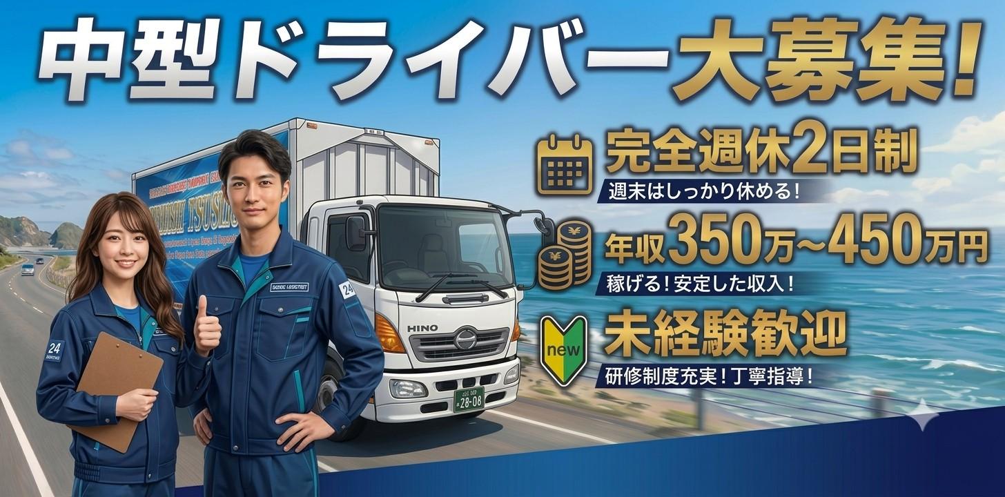 【定期／日勤のみ／週休二日制／退職金あり】の中型ドライバー