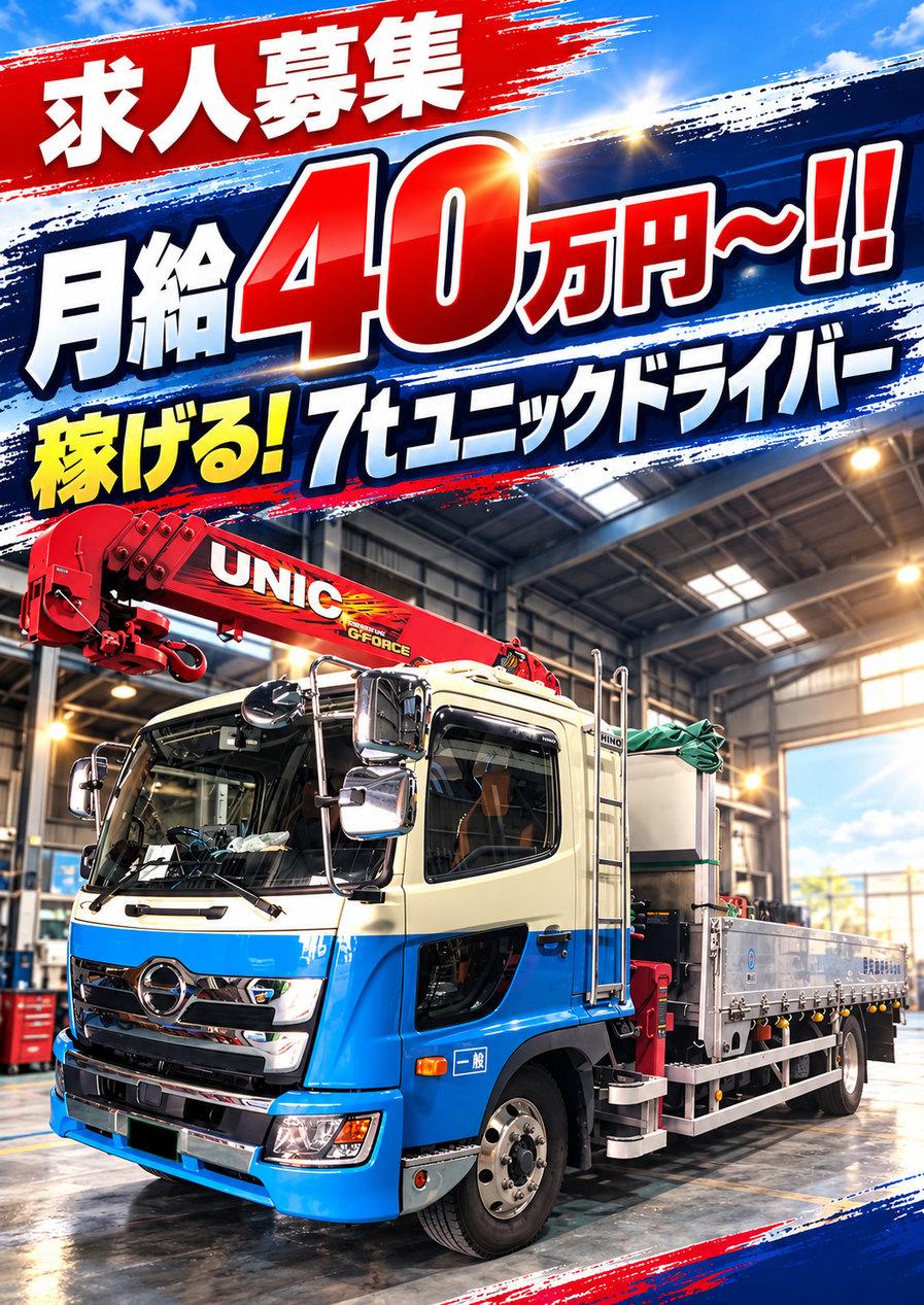 7ｔユニックドライバー | 興栄運輸株式会社(大阪府東大阪市)の求人